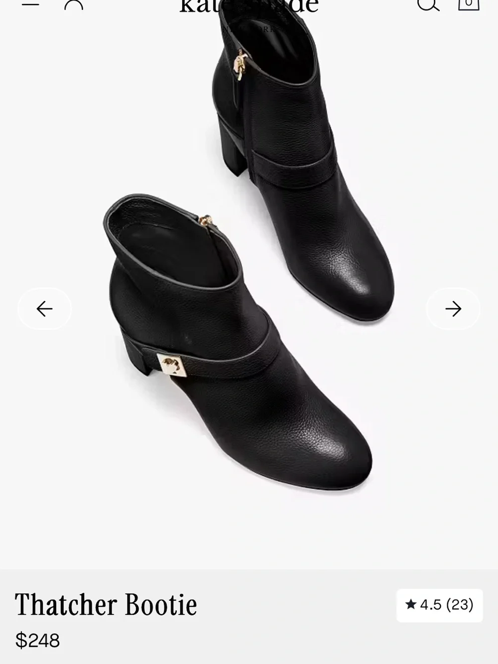 Kate Spade Thatcher Bootie Black Boot mini pebbled leather rounded closed toe 8